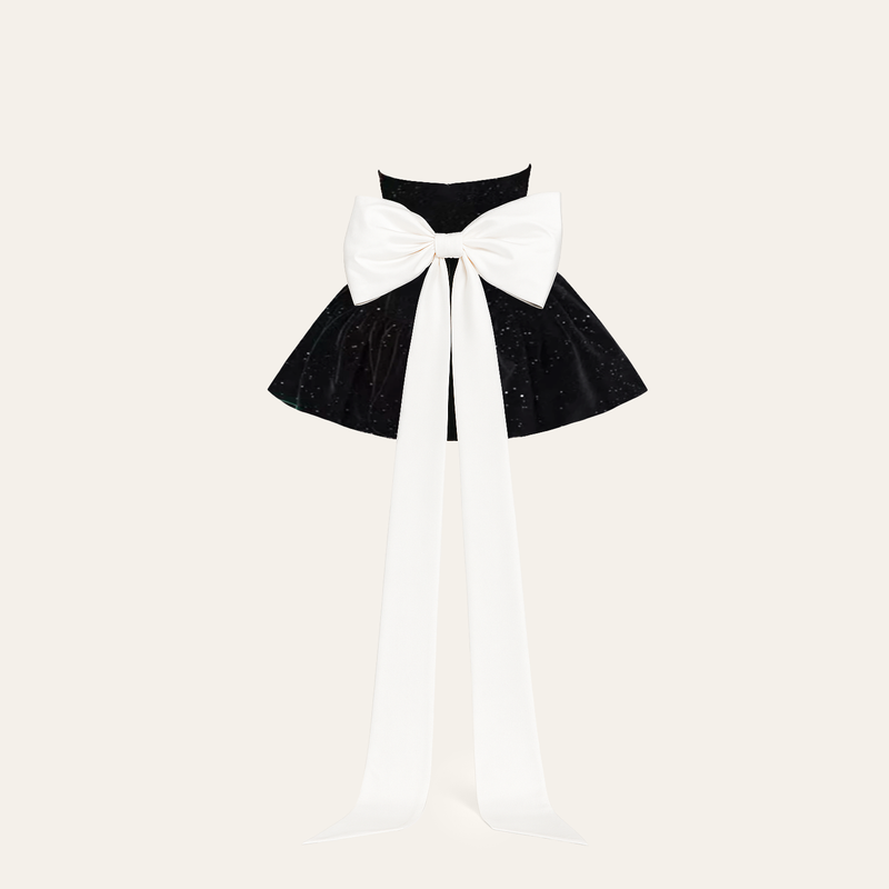 black and white dress bow Sorellia Bow Dress S / Black