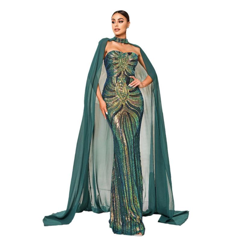 Sylvara Dress with Shawl