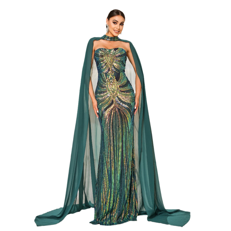 Sylvara Dress with Shawl