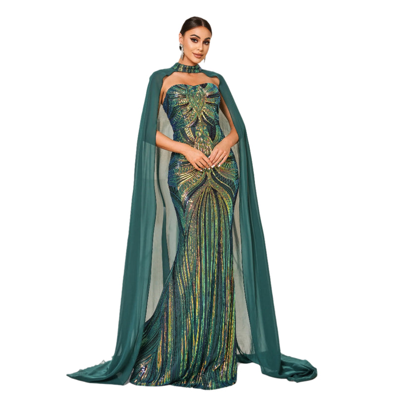 Sylvara Dress with Shawl